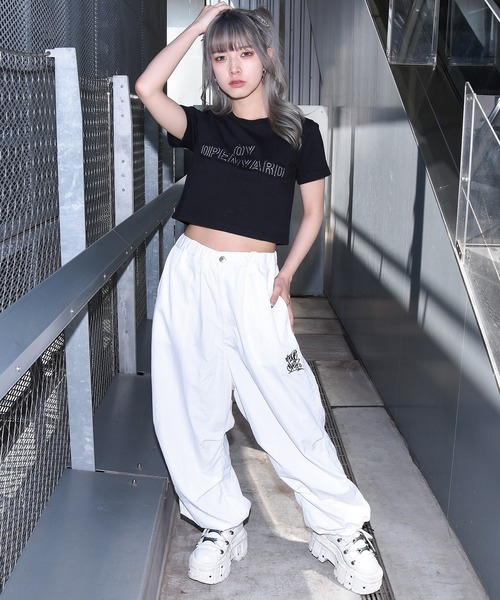 tシャツ 「OY/オーワイ」CUTTING PATCH LOGO CROP/カッティングパッチ ロゴ クロップ 半袖カットソー レディース OY/オーワイ』CUTTING PATCH LOGO CROP/カッティングパッチ ロゴ