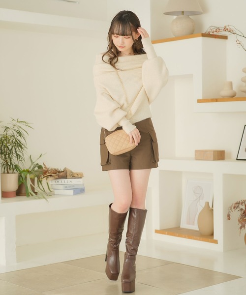 ニット セーター ショルダータックショートニット レディース ショルダータックショートニット｜STYLEMIXER（スタイルミキサー