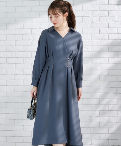 アドーア　長袖シャツワンピース　ネイビー　ワンピース アドーア 長袖シャツワンピース ネイビー ワンピース アドーア 長袖