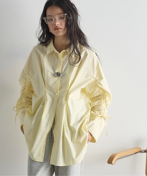 ブラウス シャツ ギャザースリーブ ドローストリング ブロード シャツ レディース Bshop｜nicholson & nicholson | ドローストリング ギャザー