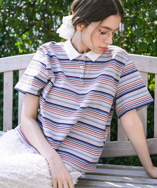 ポロシャツ ポロ multi border polo shirt/マルチボーダーポロシャツ
