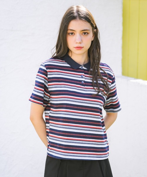 トップス idem border frill polo shirts border polo shirt – idem
