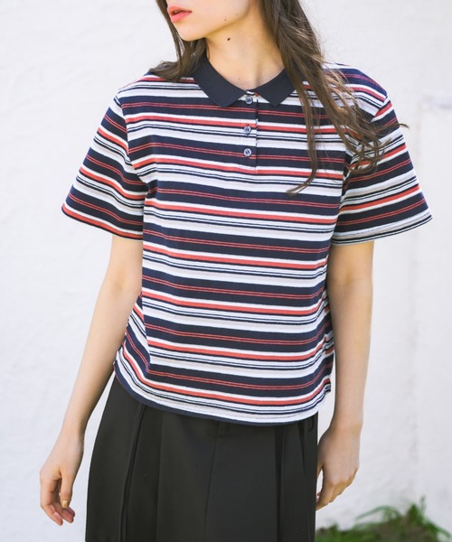 ポロシャツ multi border polo shirt/マルチボーダーポロシャツ