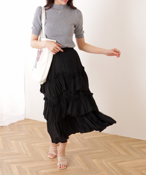 Lace Ladies スカート ティアード フリル ロング ギャザー : ZOZOTOWN
