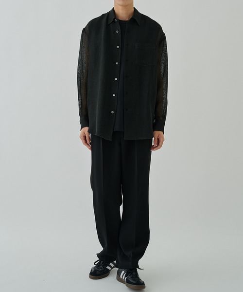 トップス Allege Linen Mesh Shirt BLACK ALLEGE シャツ 「ALLEGE」Linen Mesh Shirt メンズ : ZOZOTOWN