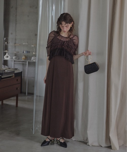 ＊新品タグ付き美品＊LE'RURE Volume tulle set dress LE'RURE ドレス Ruffle tulle airy dress : ZOZOTOWN Yahoo!店 - 通販