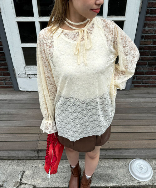 ル フィル LE PHIL 24AW チェックジャガードブラウス オーバーサイズ F