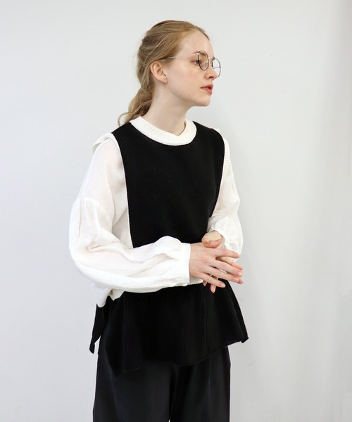 ベスト ジレ Lambs vest「ニットベスト」 レディース La-gemme ベスト ジレ フェザーヤーンベスト レディース