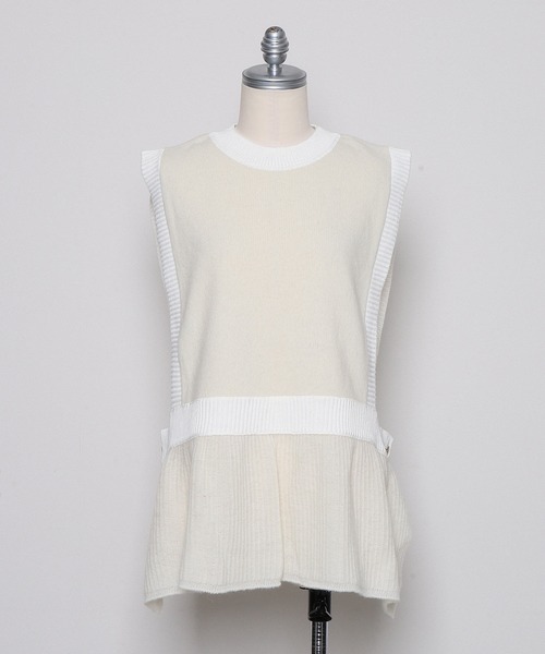 ベスト ジレ Lambs vest「ニットベスト」 レディース le ELMi ベスト ジレ Summer knit vest ＆ multi scarf set