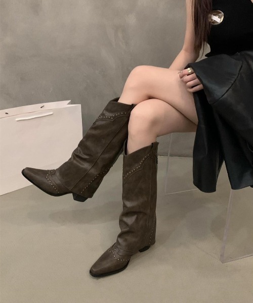 felim ウエスタンブーツ ALMO ブーツ 「LAMPOON」スタッズウエスタンブーツ レディース