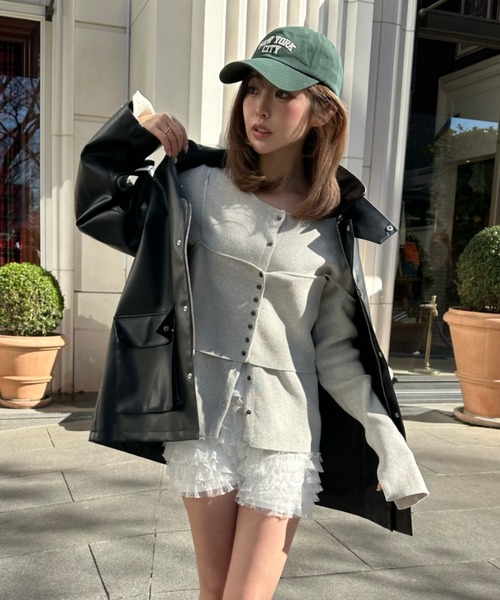 Ray Cassin カーディガン 「2点セット」メランジ配色ボタン  