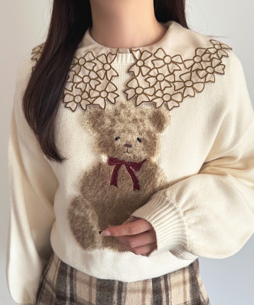 apres jour ブラウス シャツ リボン刺繍BIG襟ブラウス「ZOZOTOWN限定 