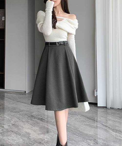 スカート ひざ丈タックフレアスカート : ZOZOTOWN Yahoo!店 - 通販