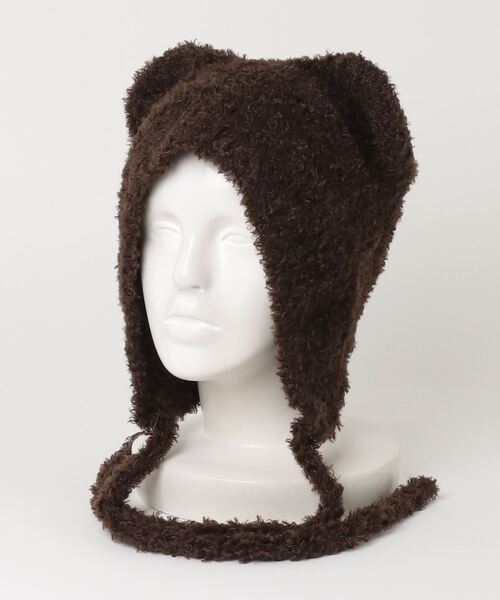 Baiscks クマ耳ニット帽 ブラックカラー 紐付きくま耳ニット帽（ニットキャップ/ビーニー）｜tolene