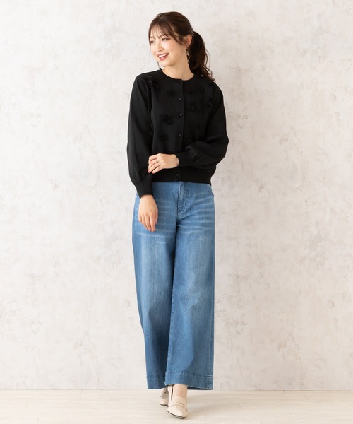 Rose Tiara ニット セーター チュールフラワーニットカーディガン