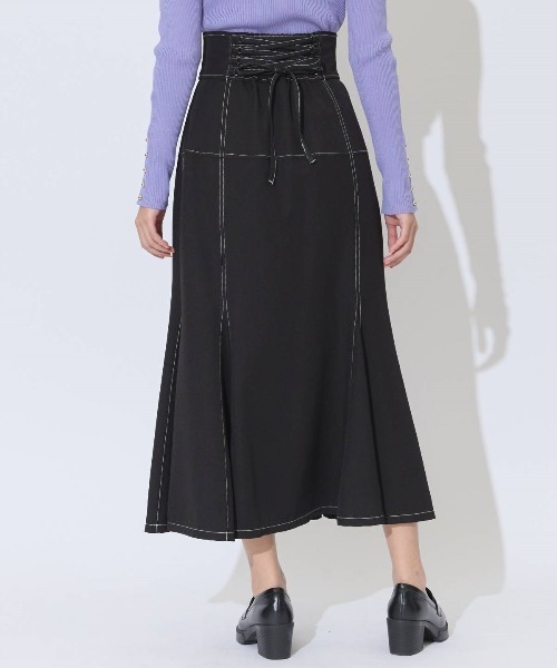 AND COUTURE スカート ハイウエストコルセットステッチスカート