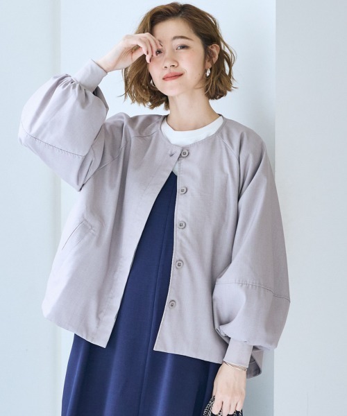 【大きいサイズ】 23区　ノーカラー ジャケット　46（3XL） ツイーディーカラーミックス ノーカラー ジャケット / 23区 L