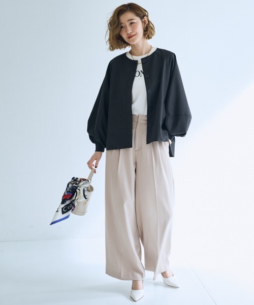 SMILELAND ジャケット ノーカラージャケット 「大きいサイズ」ワイド SMILELAND ジャケット ノーカラージャケット 「大きいサイズ」ワイド