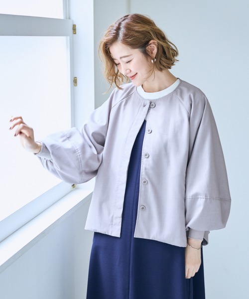 SMILELAND ジャケット ノーカラージャケット 「大きいサイズ」ワイド