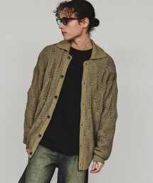 カーディガン リーフジャカードニットシャツポロ メンズ｜ZOZOTOWN Yahoo!店