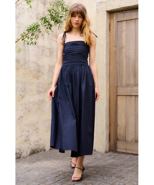 コットンサテンベアタックドレス Estella.K ワンピース Taormina Dress コットンサテンベアタックドレス