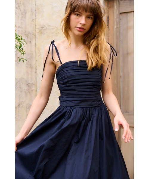 コットンサテンベアタックドレス Estella.K ワンピース Taormina Dress コットンサテンベアタックドレス