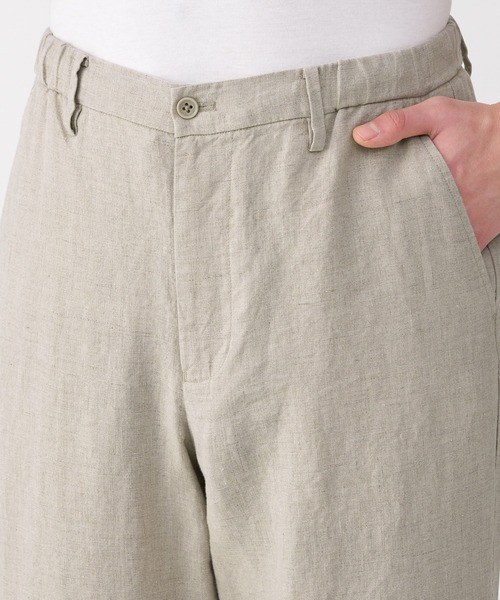 無印良品 パンツ 紳士 リネン洗いざらしテーパードパンツ メンズ