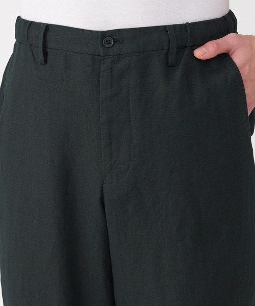 無印良品 パンツ 紳士 リネン洗いざらしテーパードパンツ メンズ
