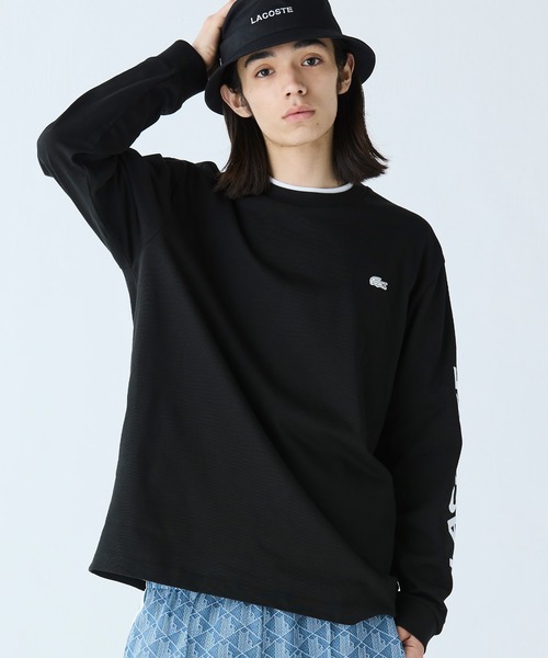LACOSTE tシャツ ヘビーウェイトスリーブプリント ロングリブ