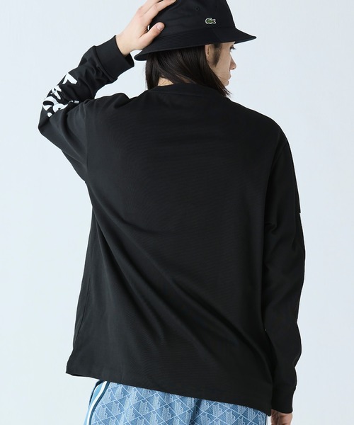 LACOSTE tシャツ ヘビーウェイトスリーブプリント ロングリブ