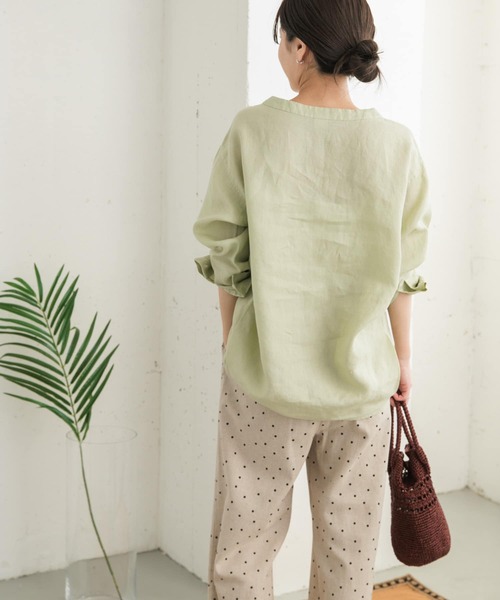 URBAN RESEARCH DOORS ブラウス シャツ リネンバックタックプル