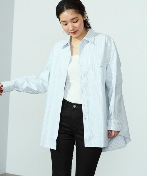 ブラウス シャツ Lee/リー コットンストライプシャツ 日よけにも レディース Lee ブラウス シャツ Lee/リー コットンストライプシャツ 日よけ