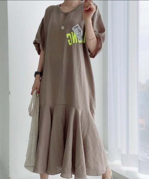ワンピース シンプルで個性的！ ロング T シャツ メルメイドテイル