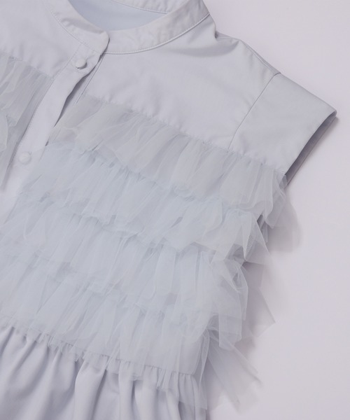 Fit more（フィットモア） ブラウス シャツ チュールドッキングフリル 