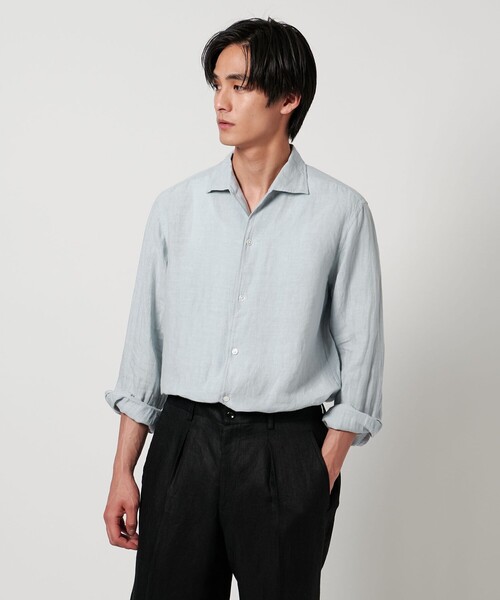 メンズ ヨーロッパリネン オープンカラーシャツ RUUBON シャツ 「RUUBON」linen open collar shirt / リネン