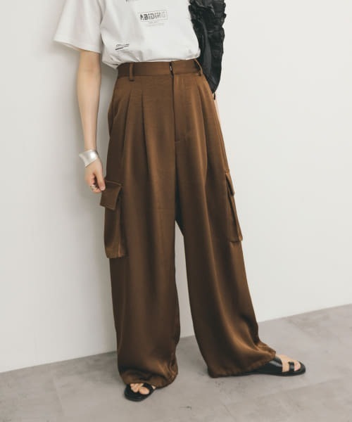 パンツ サテンカーゴパンツ レディース WEB限定】サテンカーゴパンツ