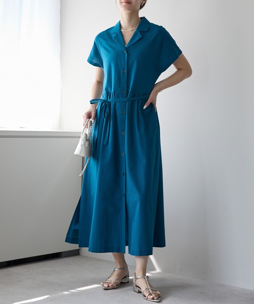 C*N様 美品✨ルフィル ゆったり 洗える ドライウールシャツカラーワンピース PREFERIR（プレフェリール） シャツワンピース オープンシャツカラー