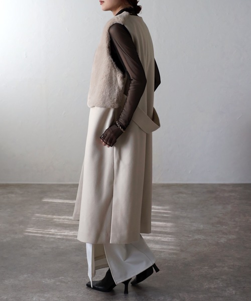 「＆HALF」 「noa-ge」コート M モカ レディース_画像2