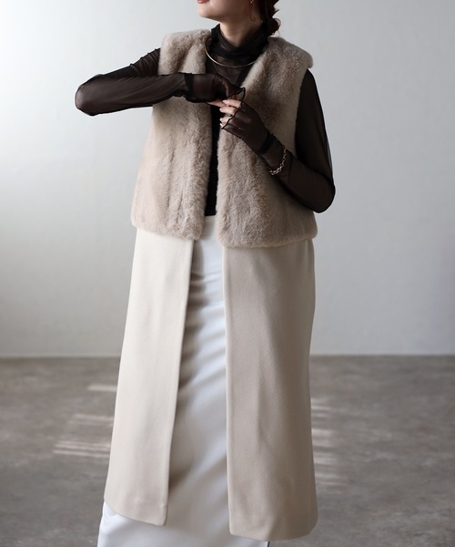 「＆HALF」 「noa-ge」コート M モカ レディース_画像4