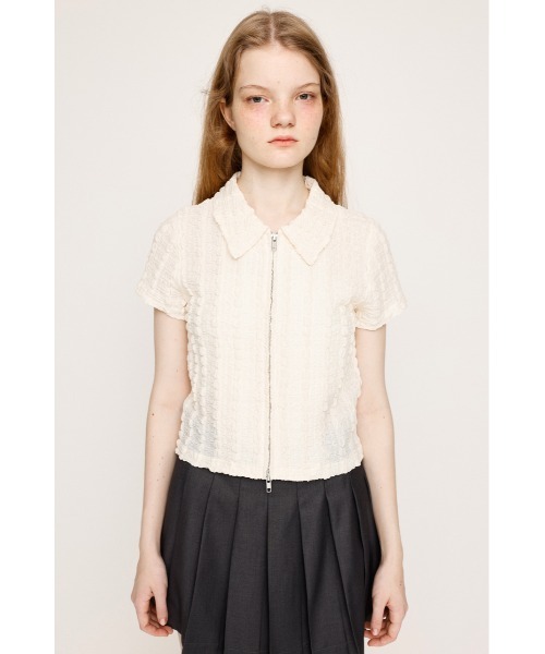 SLY tシャツ FRONT ZIP JQ TOPS フロントジップ ジャガード