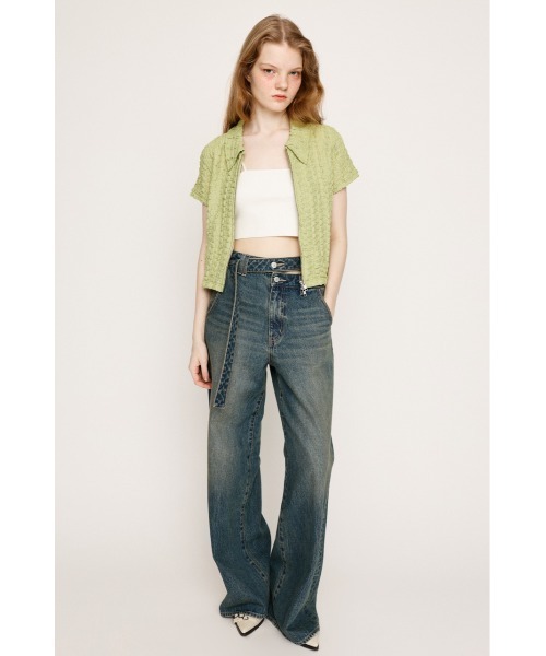 SLY tシャツ FRONT ZIP JQ TOPS フロントジップ ジャガード
