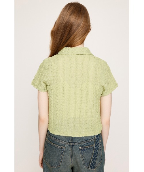 tシャツ FRONT ZIP JQ TOPS フロントジップ ジャガード トップス 半袖 夏服 レディース SLY tシャツ FRONT ZIP JQ TOPS フロントジップ ジャガード