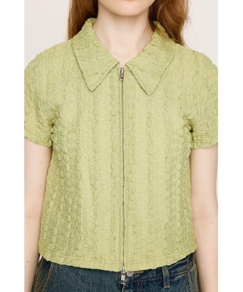 SLY tシャツ FRONT ZIP JQ TOPS フロントジップ ジャガード
