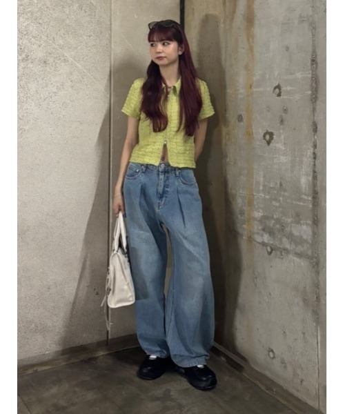 SLY tシャツ FRONT ZIP JQ TOPS フロントジップ ジャガード