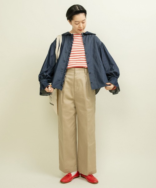 CHILD WOMAN ブラウス シャツ ライトオンスデニム フリル