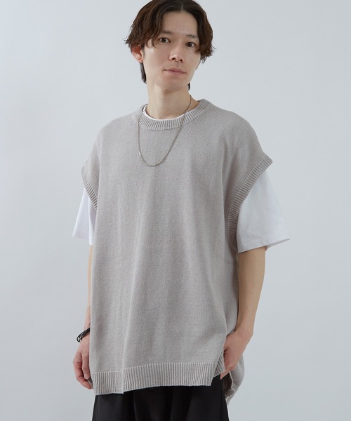 improves ベスト ジレ コットンリネン ビッグ ニットベスト