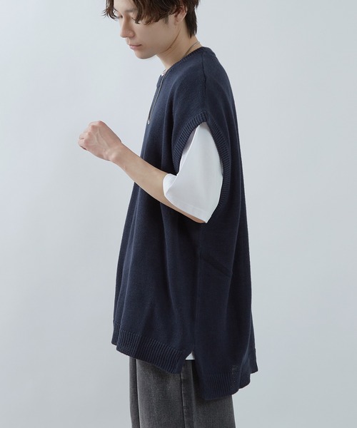improves ベスト ジレ コットンリネン ビッグ ニットベスト