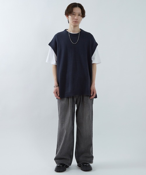 improves ベスト ジレ コットンリネン ビッグ ニットベスト