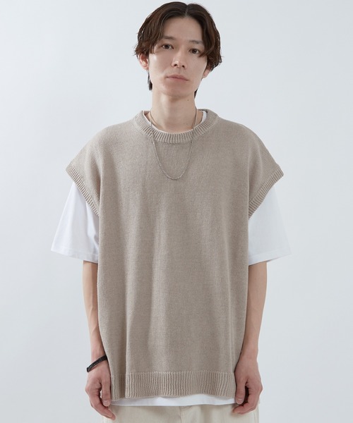 improves ベスト ジレ コットンリネン ビッグ ニットベスト