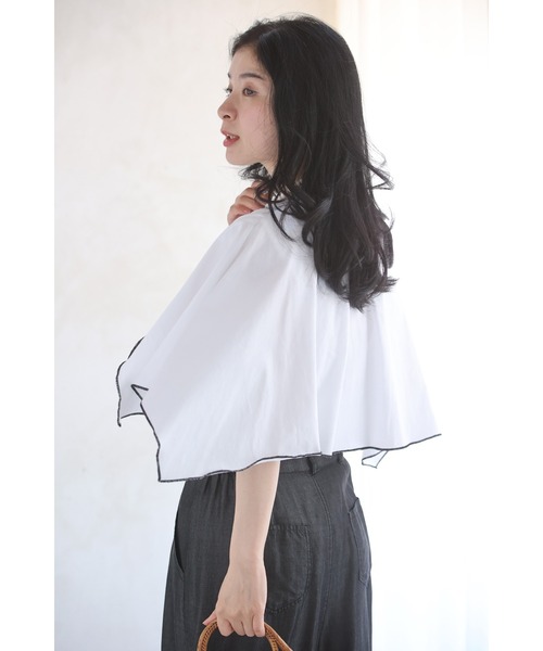 cawaii tシャツ 二の腕隠しのひらひらケープ風カットソー